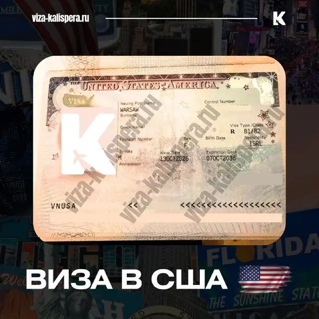 Американская виза B1/B2 клиентки, имя и номера скрыты